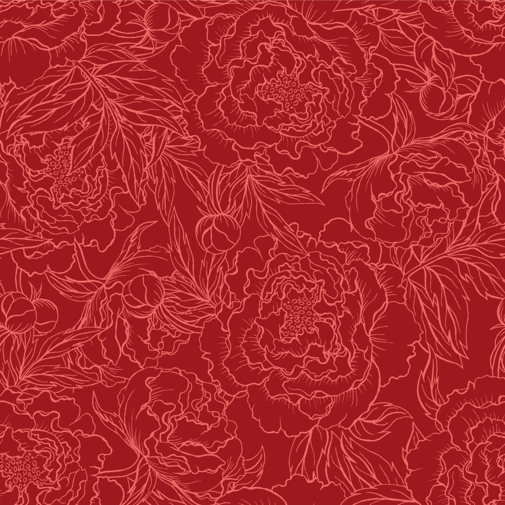 Tapete vinílico flores e plantas padrão floral vermelho - TenStickers
