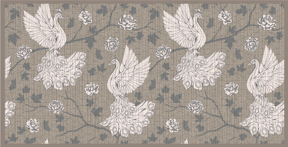 Tapete vinílico de animais cena do jardim do guindaste - TenStickers