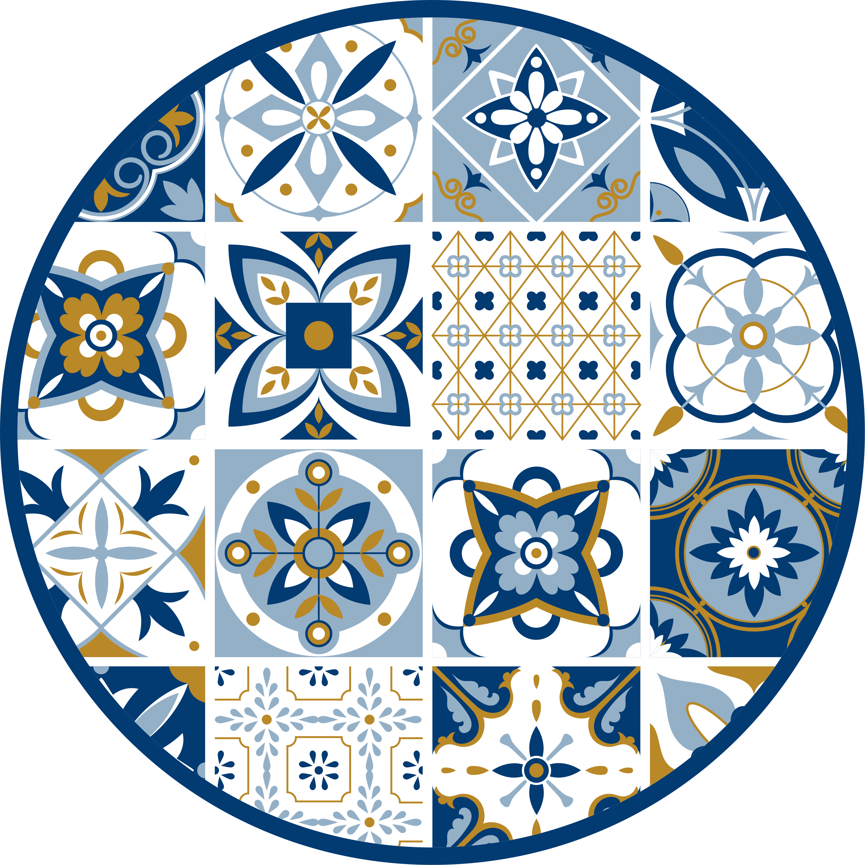 Tapete vinílico azulejos padrão de ladrilho circular - TenStickers