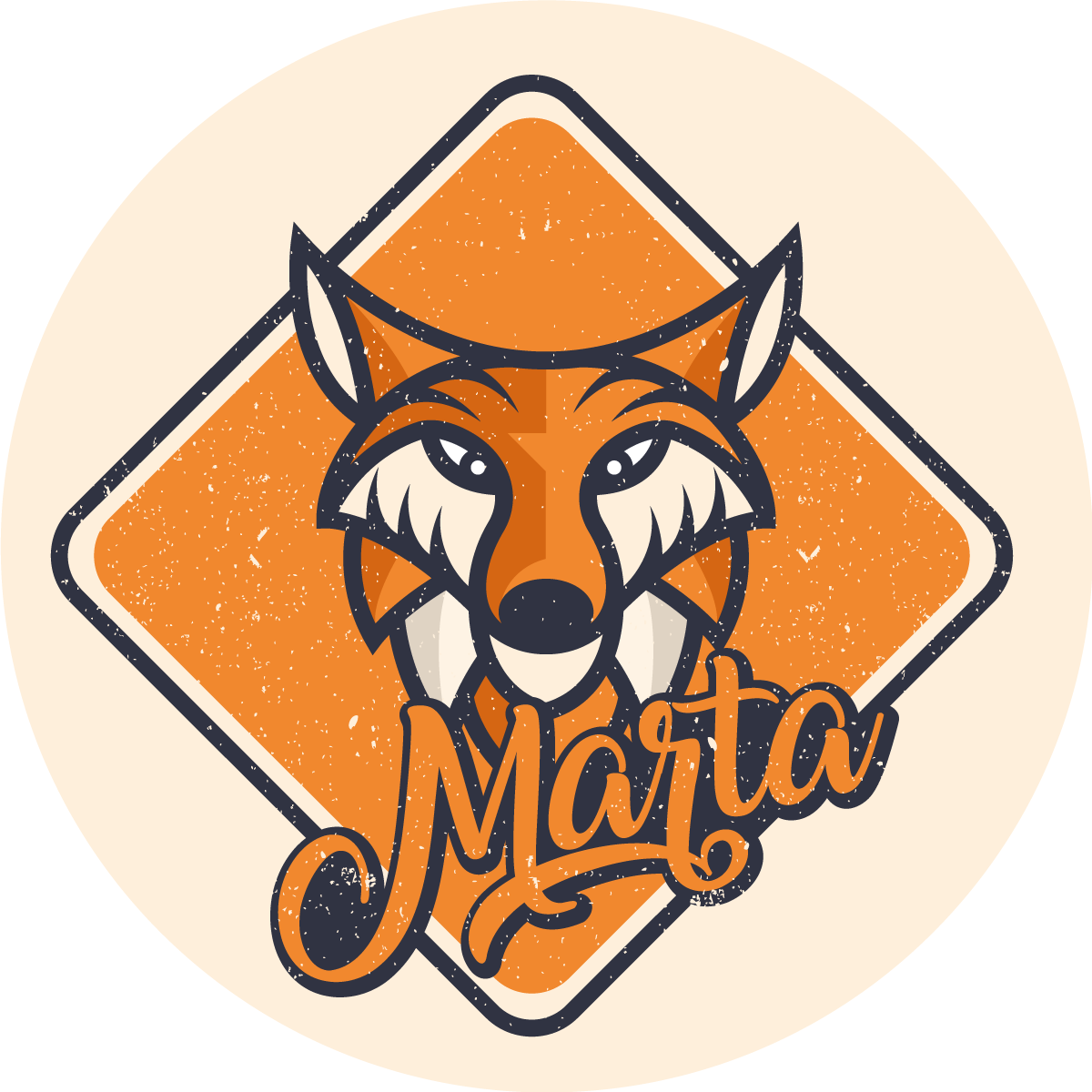 Tapete vinílico com nome raposa inteligente personalizável - TenStickers