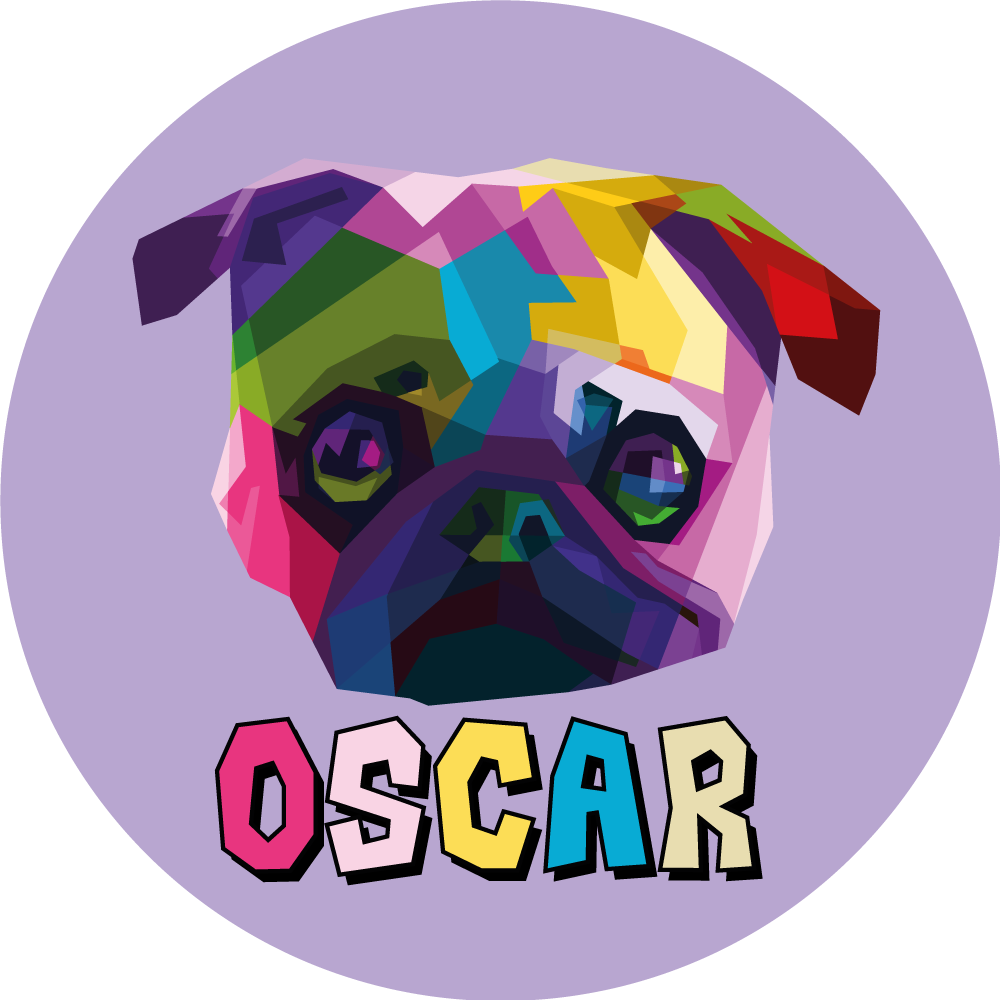 Tapete vinílico com nome ilustração canina geométrica - TenStickers