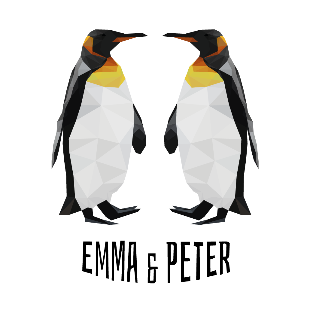 Tapete vinílico com nome pinguins geométricos - TenStickers