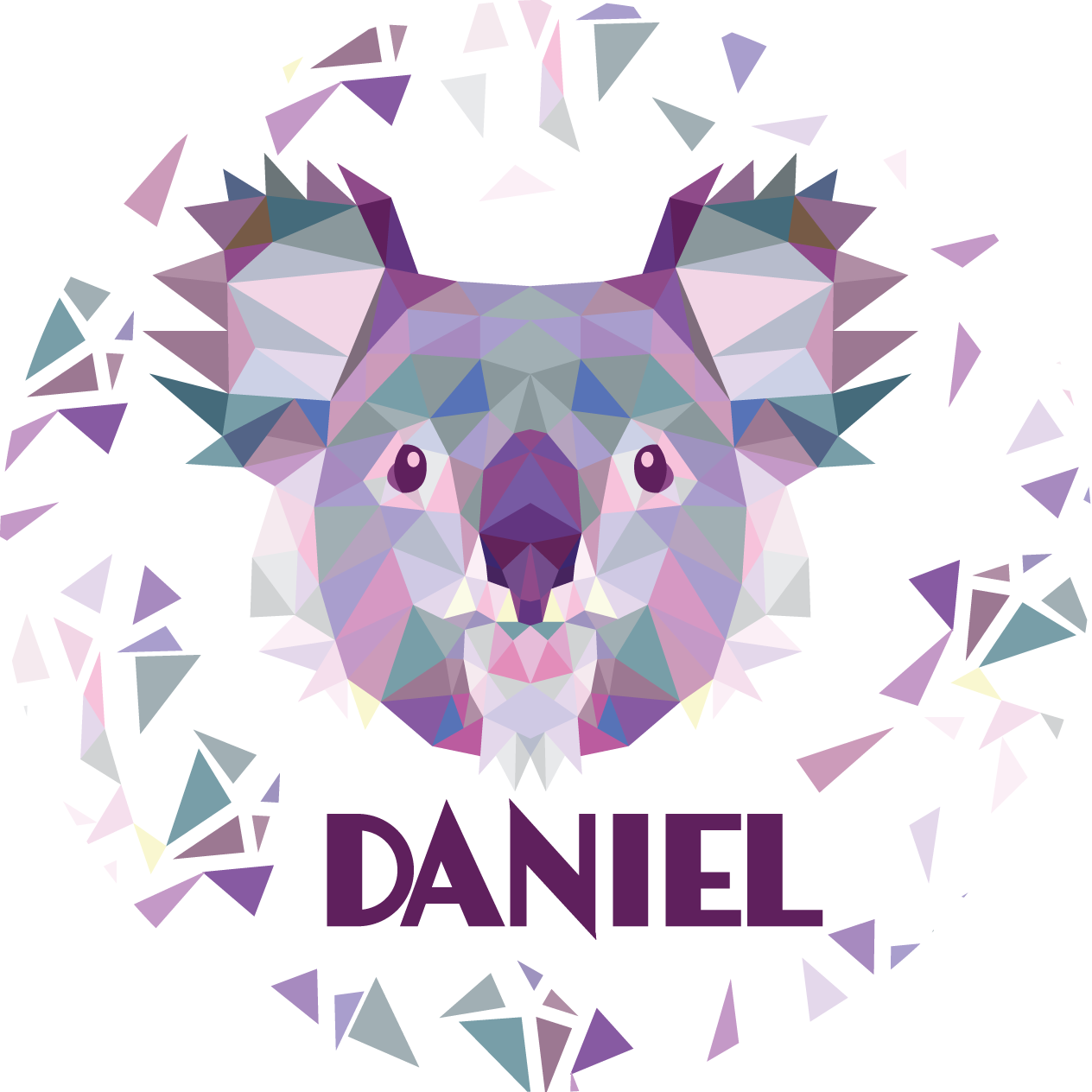 Tapete vinílico com nome urso geométrico - TenStickers