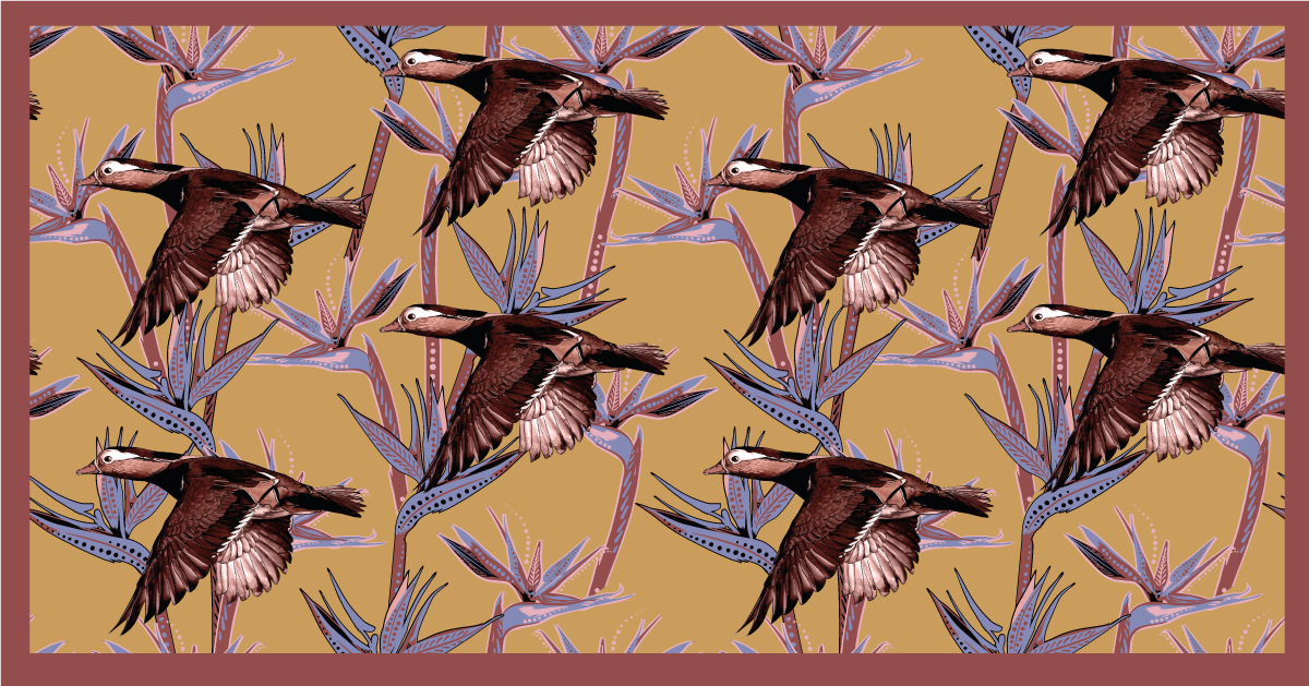 Tapete vinílico de animais padrão de patos voadores - TenStickers