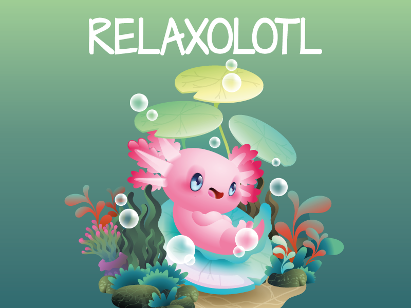 Tapete em vinil infantil lagoa relaxolotl - TenStickers