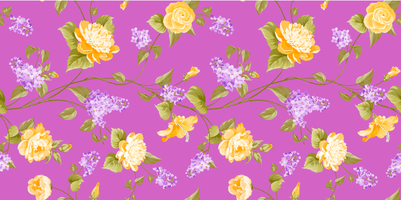 Tapete vinílico flores e plantas padrão de flor floral - TenStickers