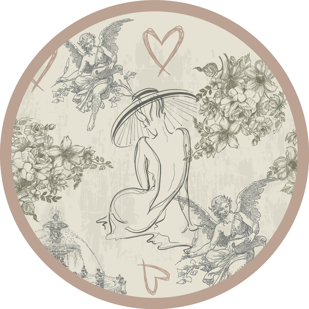 Tapete vinílico redondo motivo floral angelical circular - TenStickers