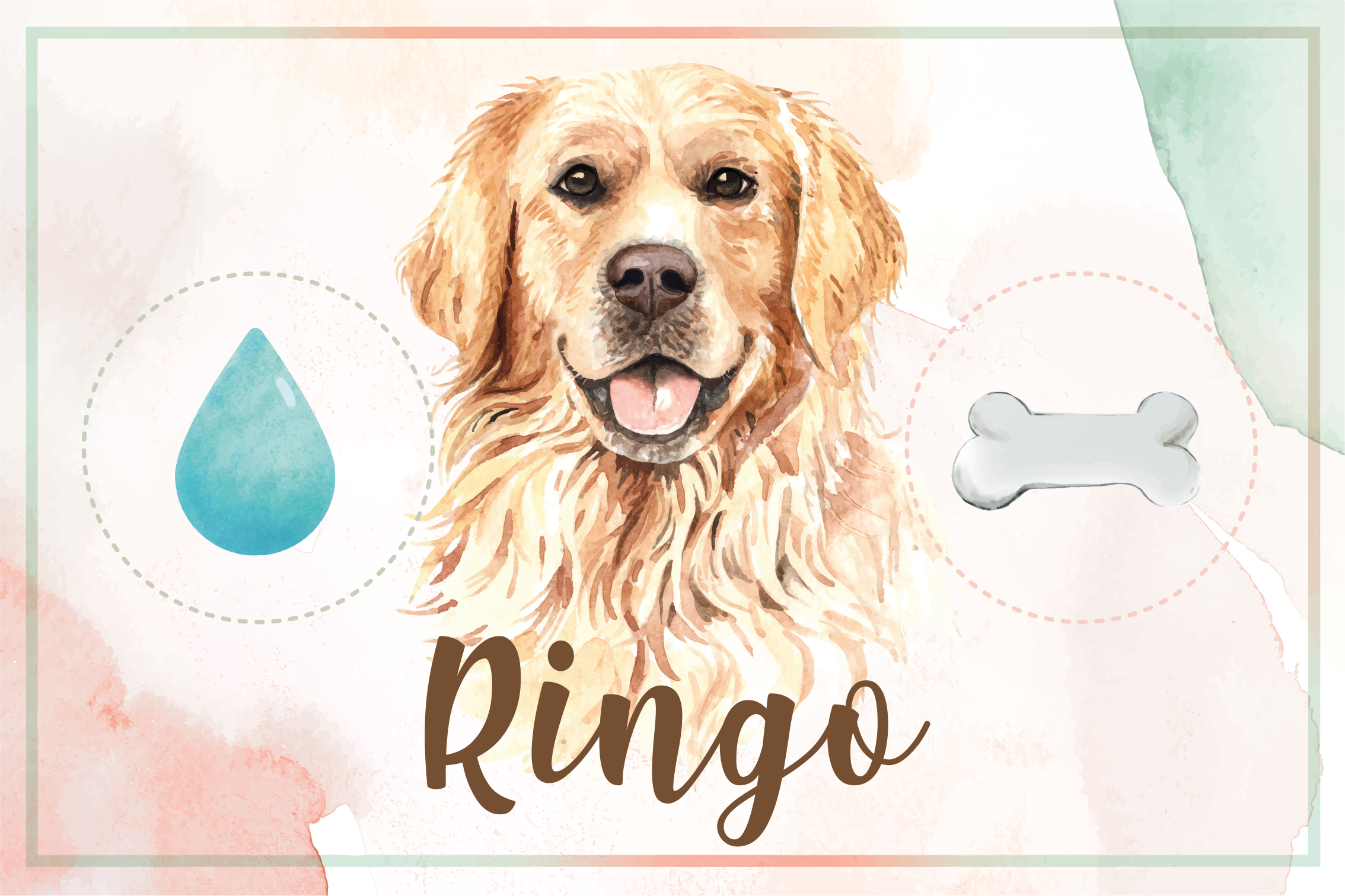 Tapete de animais de água e comida golden retriever - TenStickers