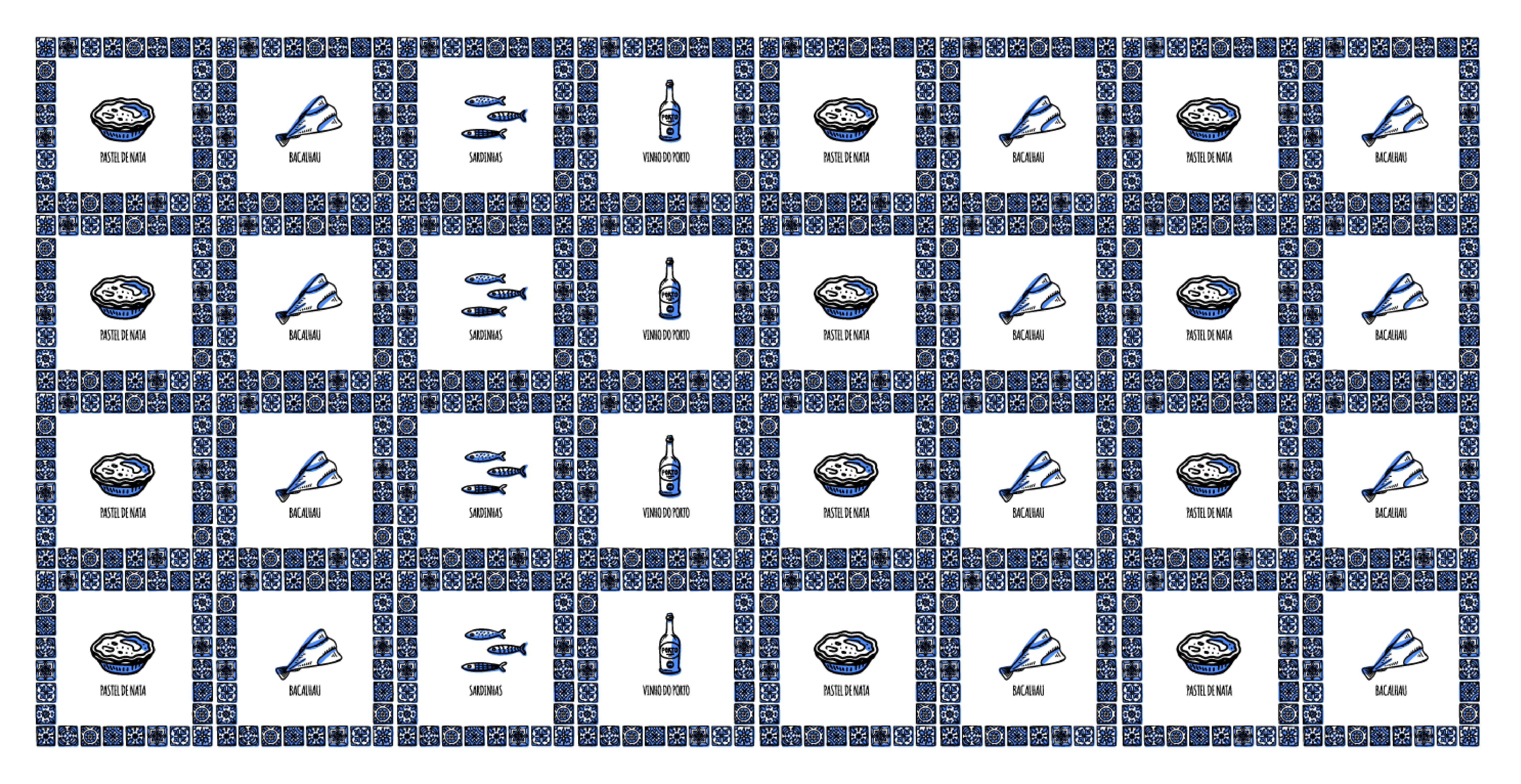 Tapete de azulejos de comida portuguesa diferente - TenStickers
