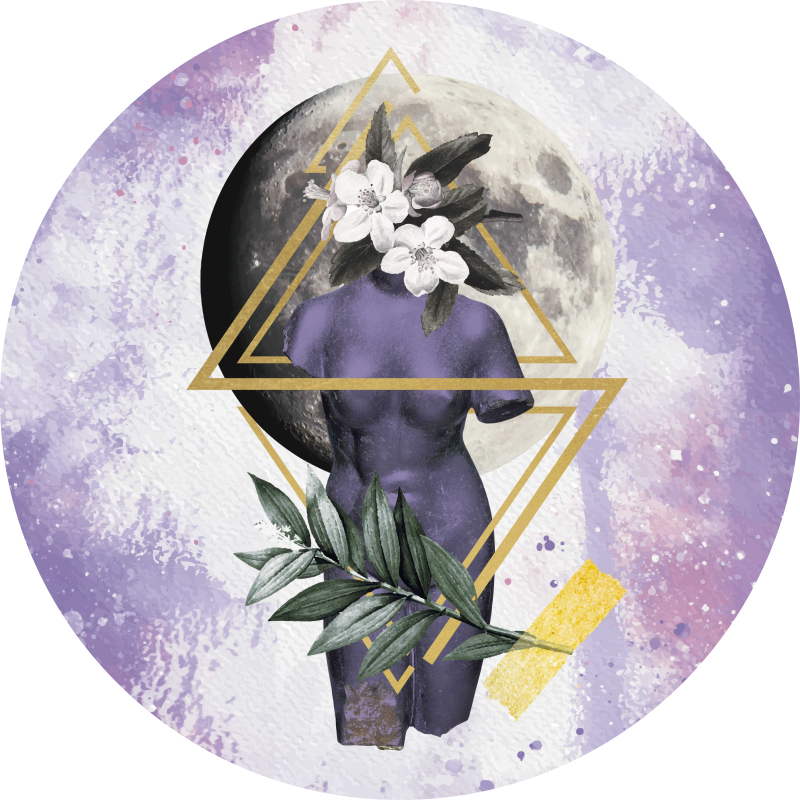 Tapete vinílico colagem digital abstrata lilás - TenStickers