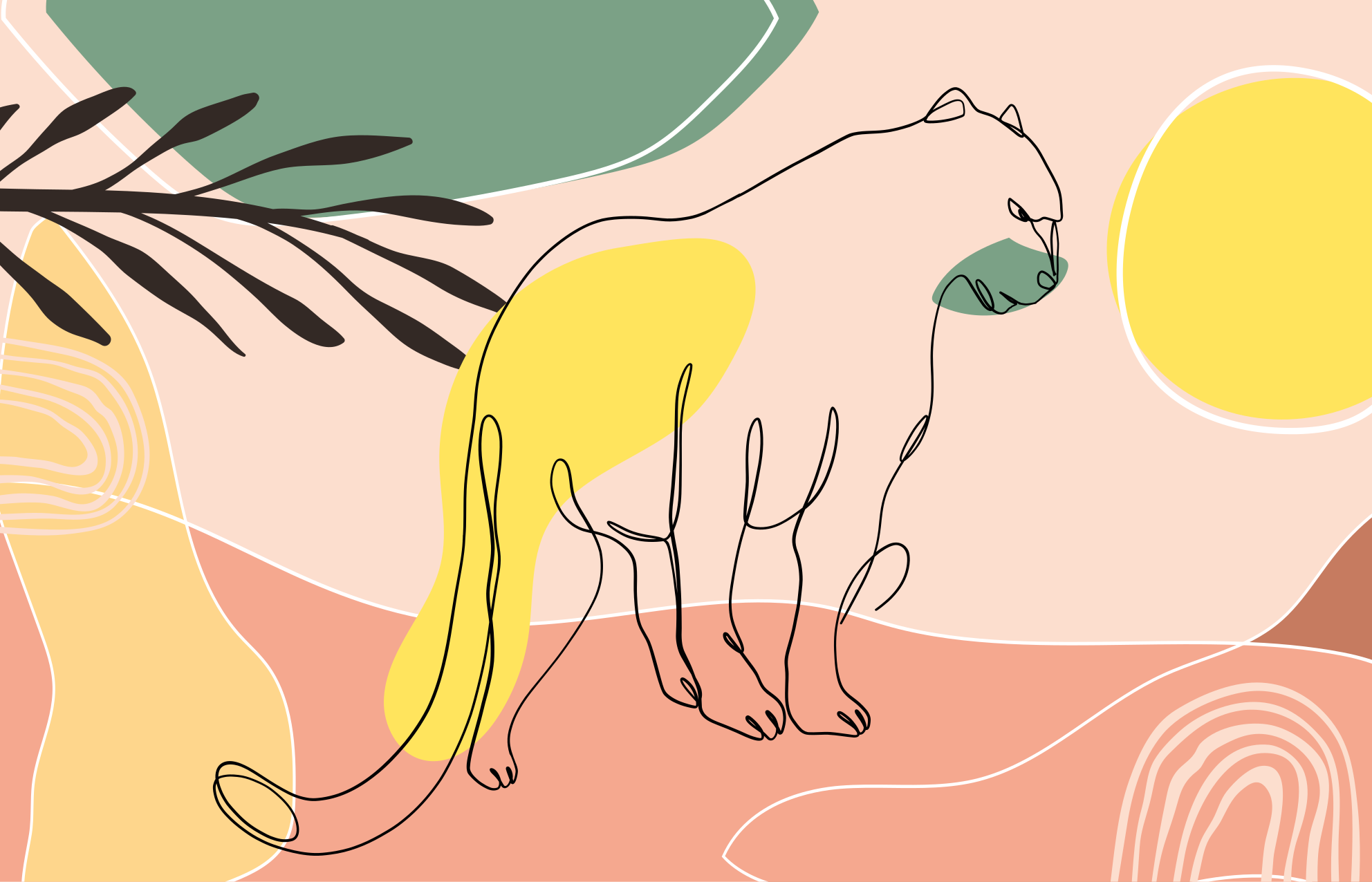 Tapete vinílico com pantera desenhada à mão - TenStickers