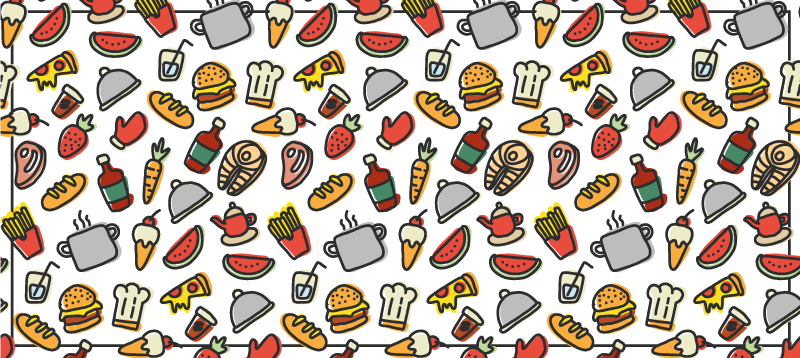 Tapete vinílico moderno ícones de comida - TenStickers
