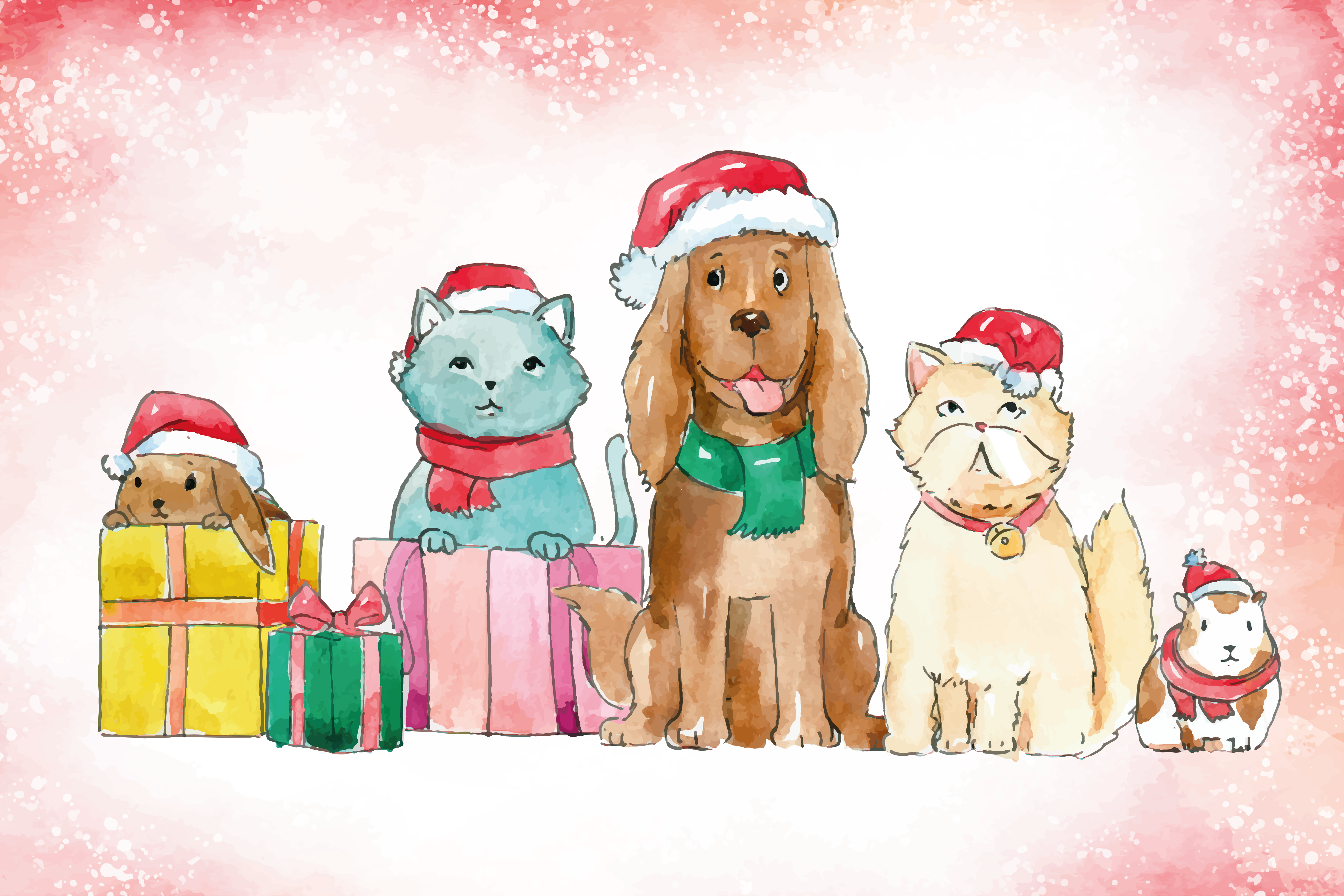 Tapete vinílico animais animais de estimação de Natal - TenStickers