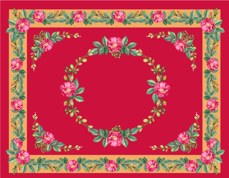 Tapete vinílico vermelho padrão floral vintage - TenStickers