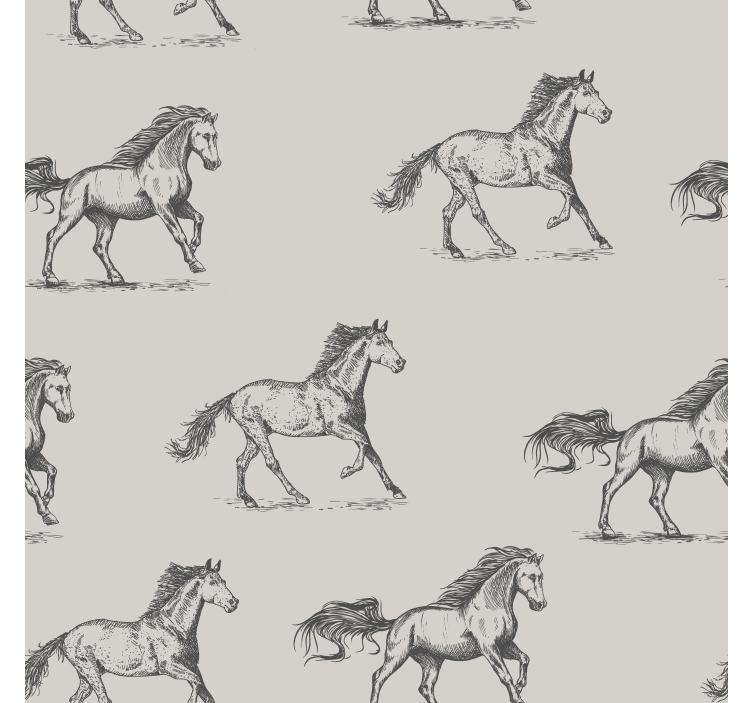 Papel de parede cavalos padrão simples cinza - TenStickers