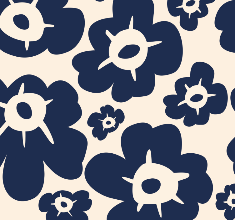 papel de parede flores papoula azul escura - TenStickers