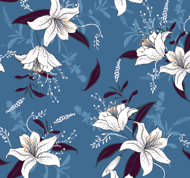 papel de parede flores padrões florais elegantes - TenStickers
