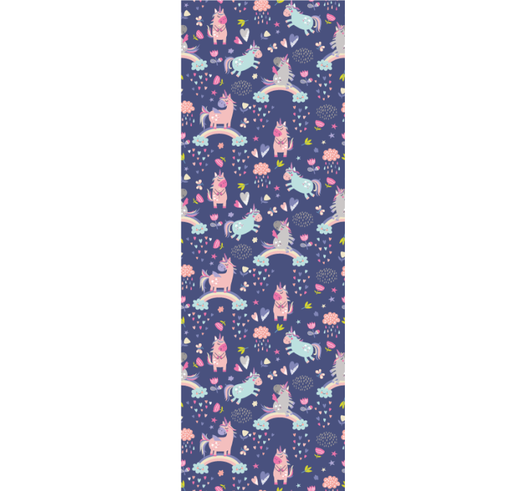 papel de parede infantil padrões coloridos de unicórnio - TenStickers