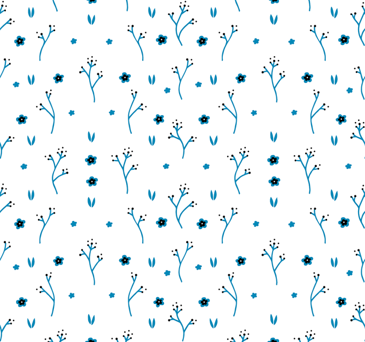 papel de parede flores desenhos florais azuis - TenStickers