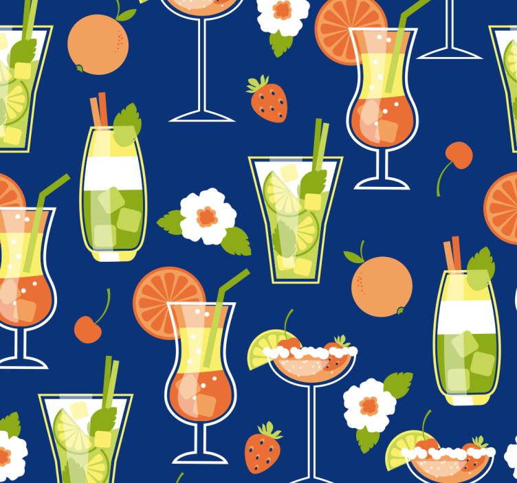 Papel de parede vintage para cozinha cocktails - TenStickers