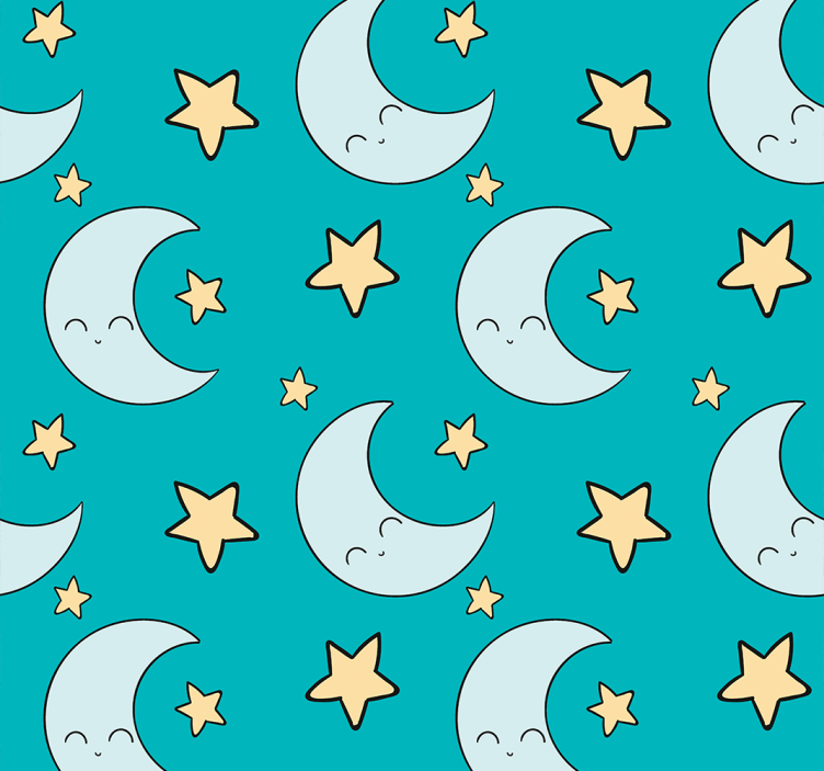 Papel de parede para crianças Estrelas e lua - TenStickers