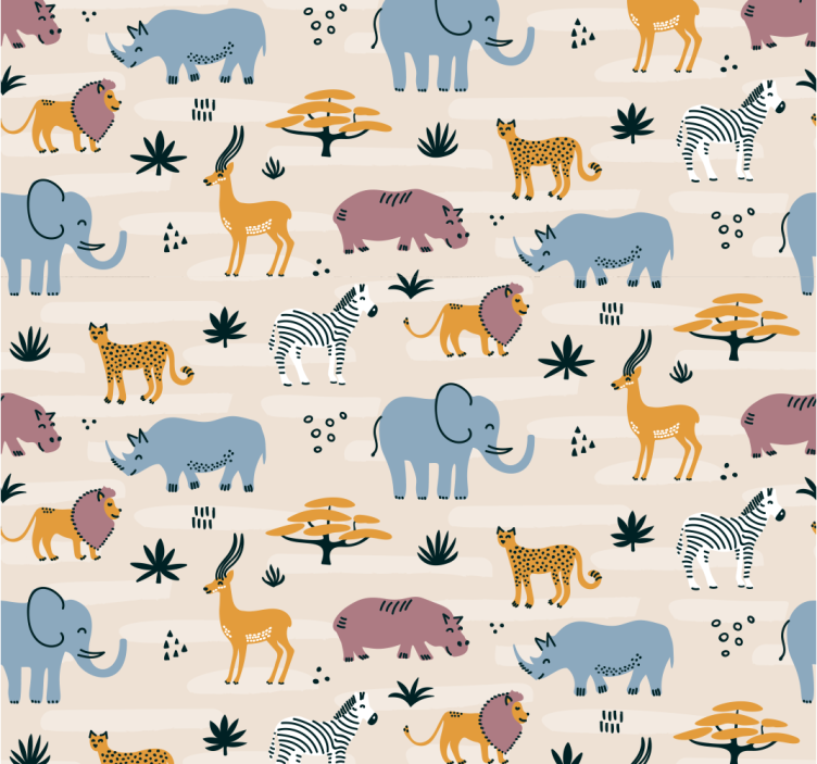 Papel de parede infantil Animais selvagens - TenStickers
