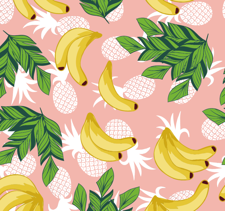 Papel de parede para cozinha de abacaxi e banana - TenStickers