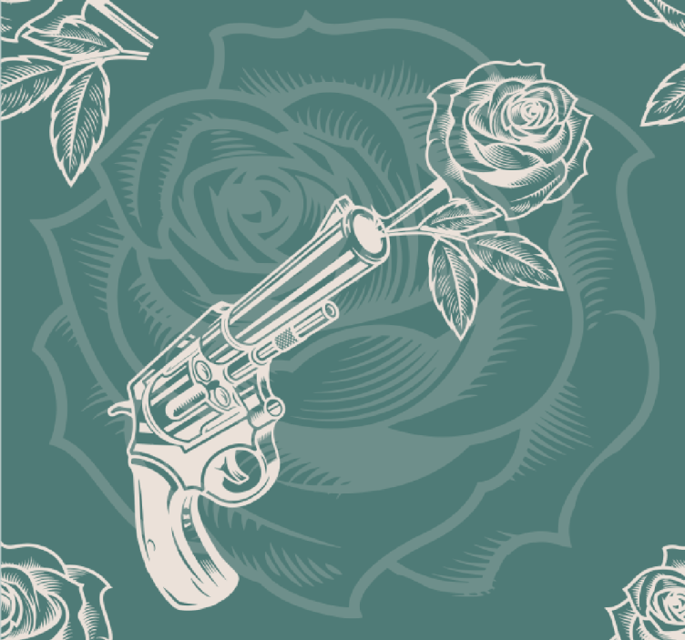 papel de parede artístico arma com rosas - TenStickers
