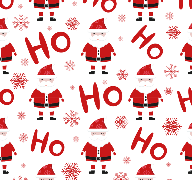 Papel de parede Natal padrão vermelho alegre do papai noel - TenStickers