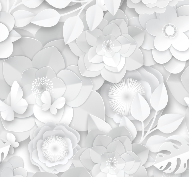 papel de parede 3d Flores brancas 3d - TenStickers