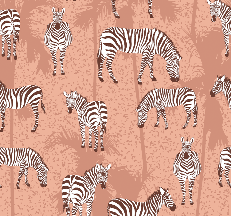 papel de parede de animais Zebra e palmas marrons - TenStickers