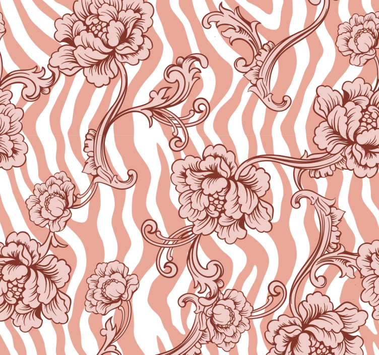 Papel de parede zebra e flores ornamentais - TenStickers