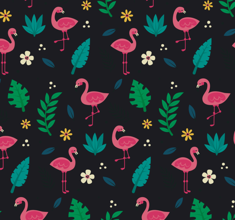 papel de parede animais padrão flamingo - TenStickers