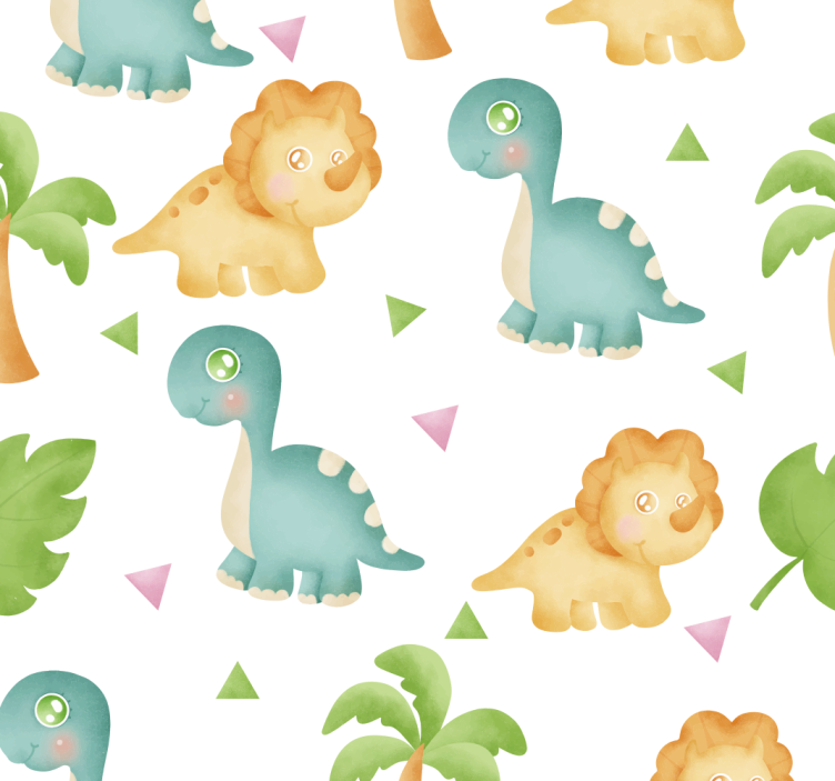 papel de parede infantil Diferentes dinossauros e arbustos - TenStickers