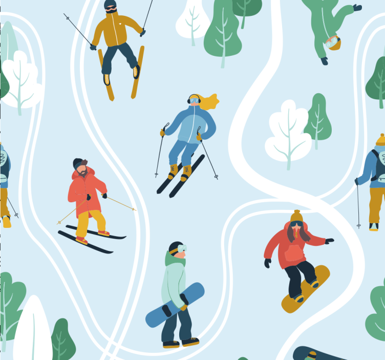 papel de parede quarto de bebé esportes de inverno lúdicos - TenStickers