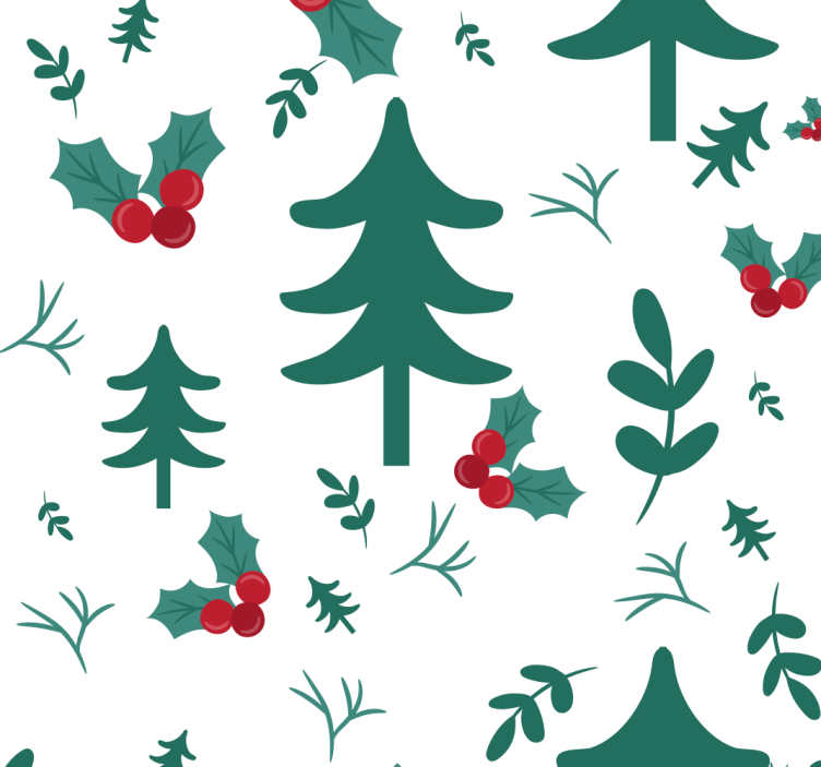Papel de parede Natal padrão de árvore festiva - TenStickers