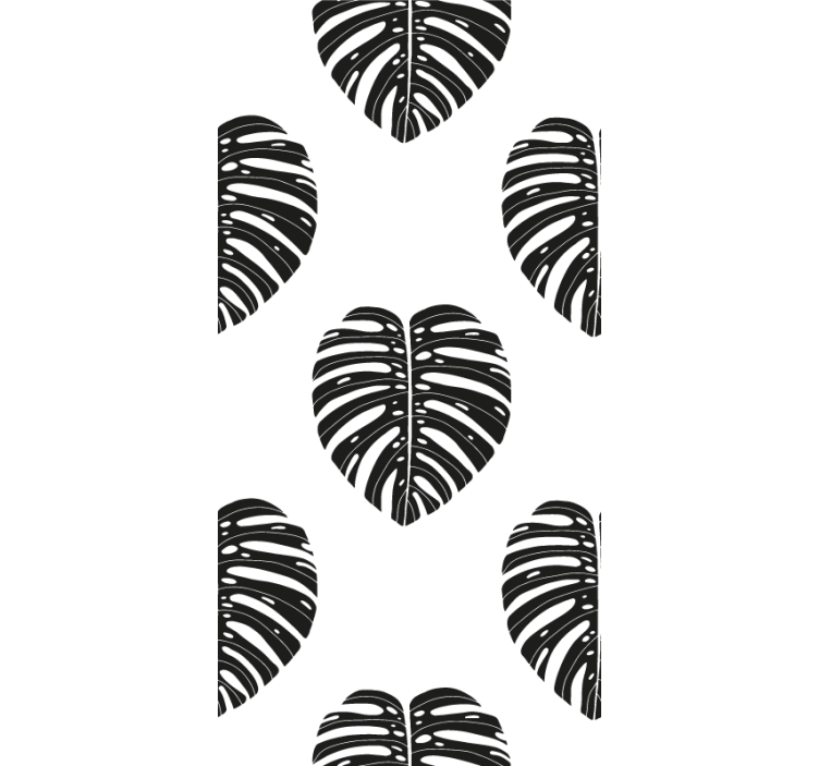 papel de parede natureza Monstera leaf black - TenStickers