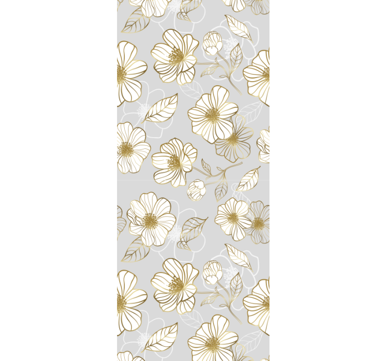 papel de parede floral padrão floral dourado - TenStickers