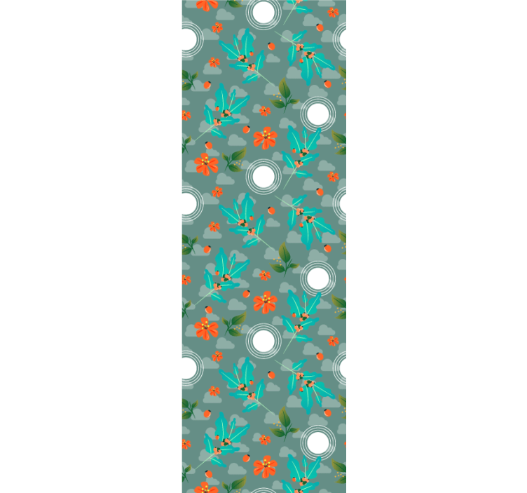 papel de parede para sala de jantar floral geométrico - TenStickers