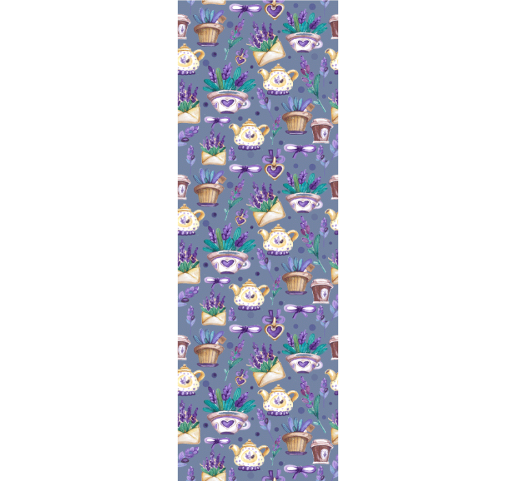 papel de parede ornamental padrão de lavanda na hora do chá - TenStickers