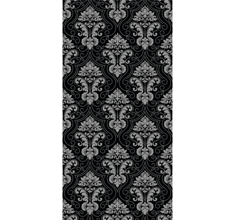 papel de parede floral Neo barock preto prata - TenStickers