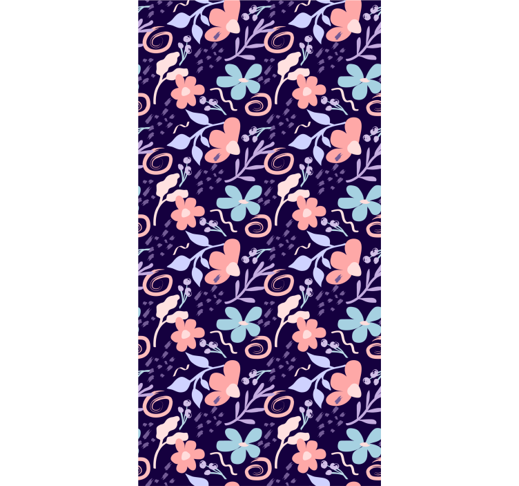 papel de parede flores padrão floral roxo - TenStickers