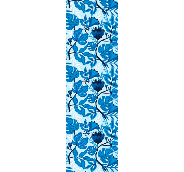 papel de parede flores floreio botânico azul - TenStickers