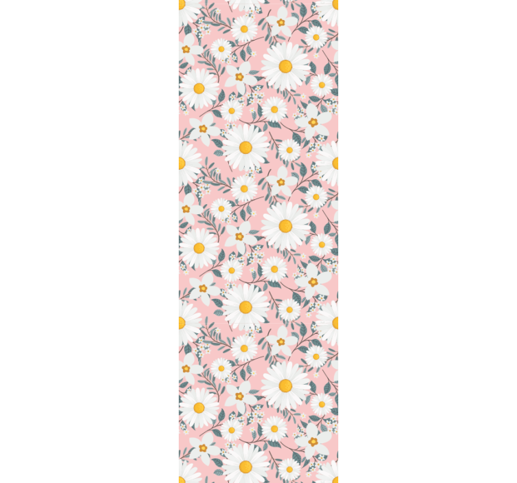 papel de parede floral Flores margaridas com fundo rosa - TenStickers