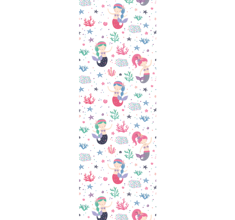 papel de parede infantil Criança sereia com rabos de cavalo - TenStickers