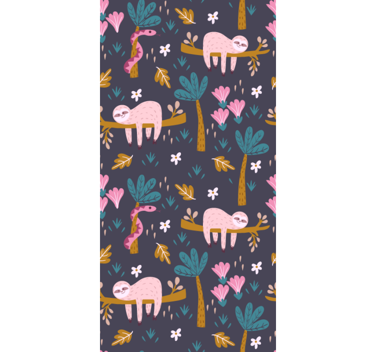 Papel de parede animais preguiças rosa - TenStickers