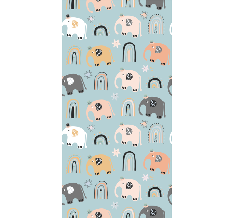 papel de parede infantil motivos de arco-íris de elefante - TenStickers