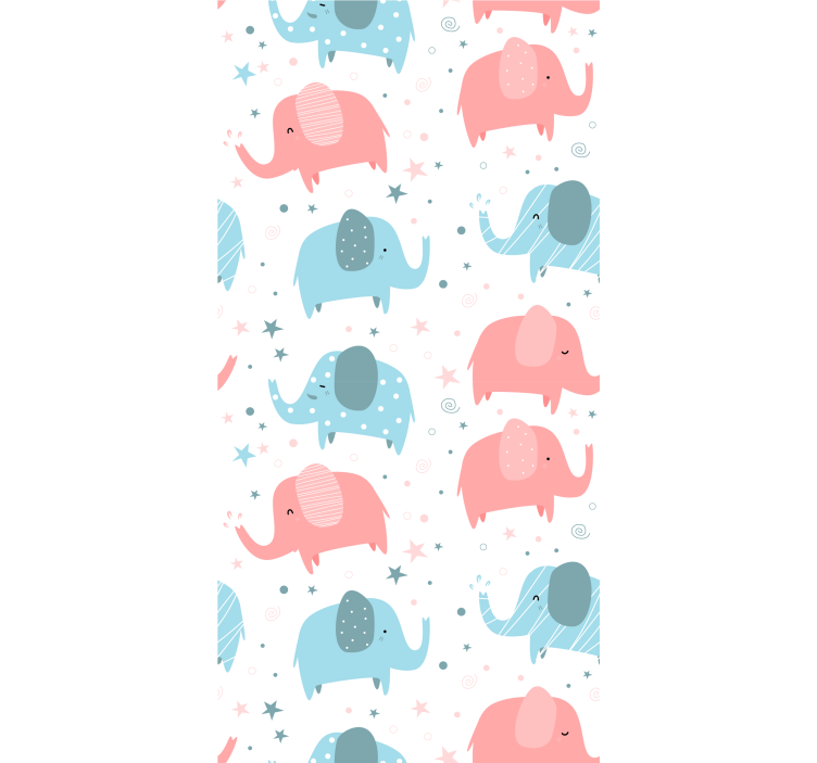 papel de parede infantil Elefante rosa e azul - TenStickers