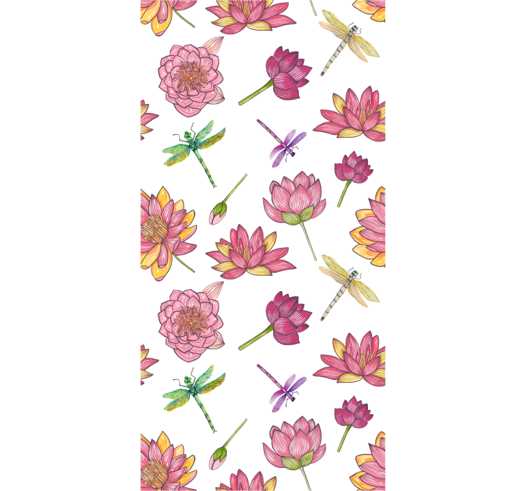 papel de parede flores fusão de libélula floral - TenStickers
