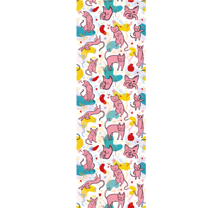 Papel de parede gatos padrões felinos brincalhões - TenStickers